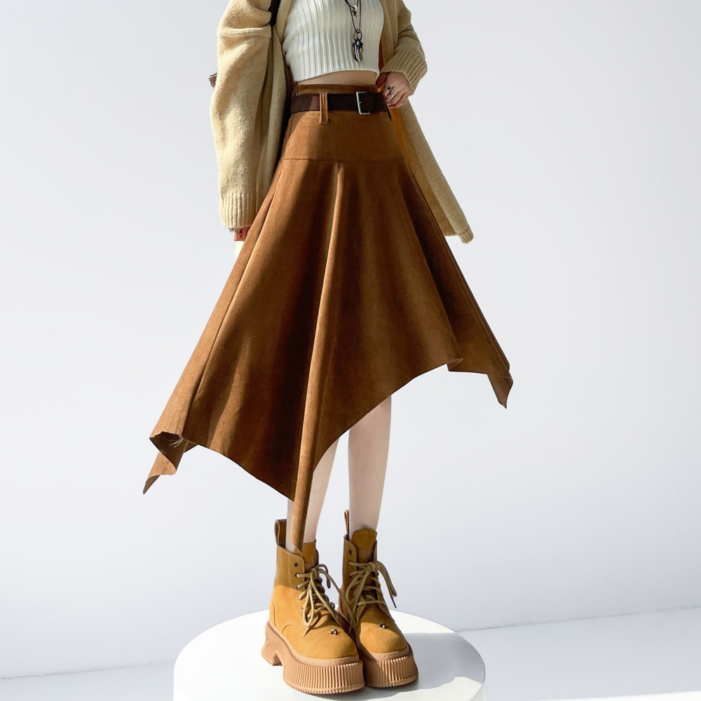 Retro autumn and winter A-line irregular skirt for women