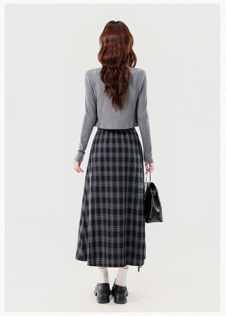 Plaid short skirt sling jacket 3pcs set
