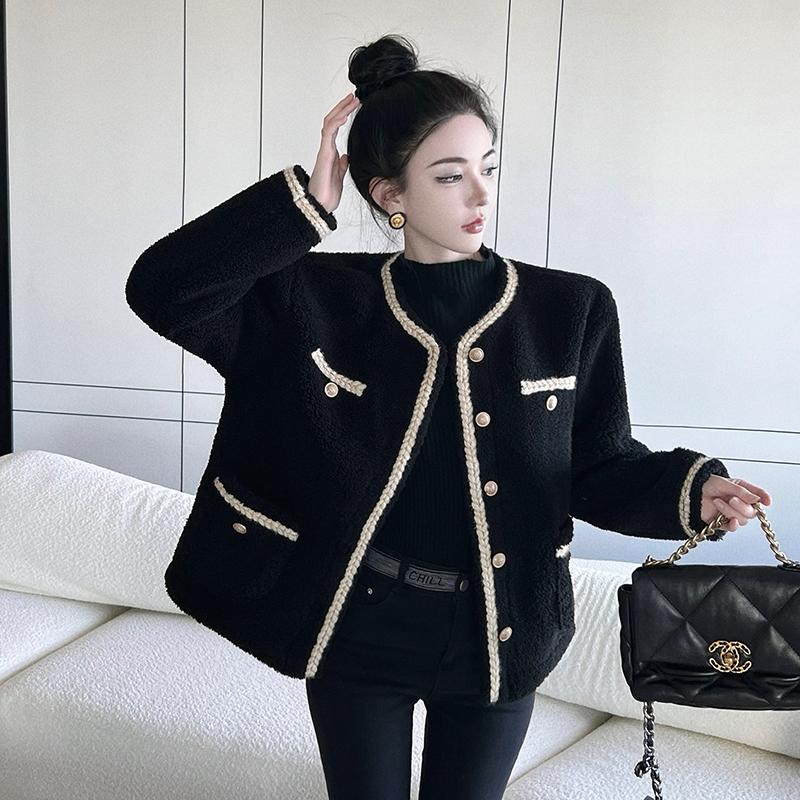 Lamb fur retro tops thick all-match coat