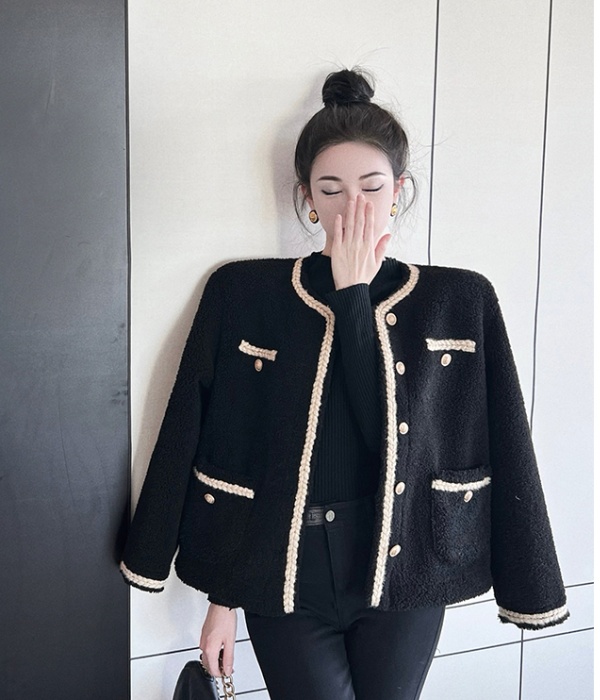 Lamb fur retro tops thick all-match coat