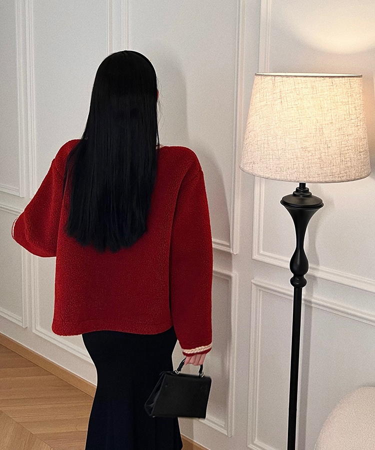 Lamb fur retro tops thick all-match coat