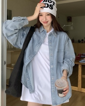 Loose Casual shirt denim Korean style coat for women