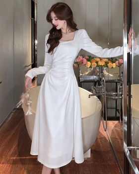 Square collar light luxury dress slim unique long dress