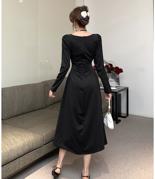 Square collar light luxury dress slim unique long dress