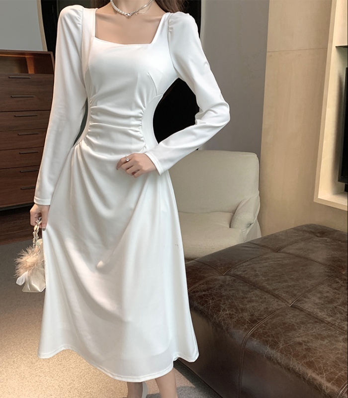 Square collar light luxury dress slim unique long dress