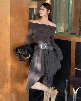 Splice long sleeve lace slim dress for women