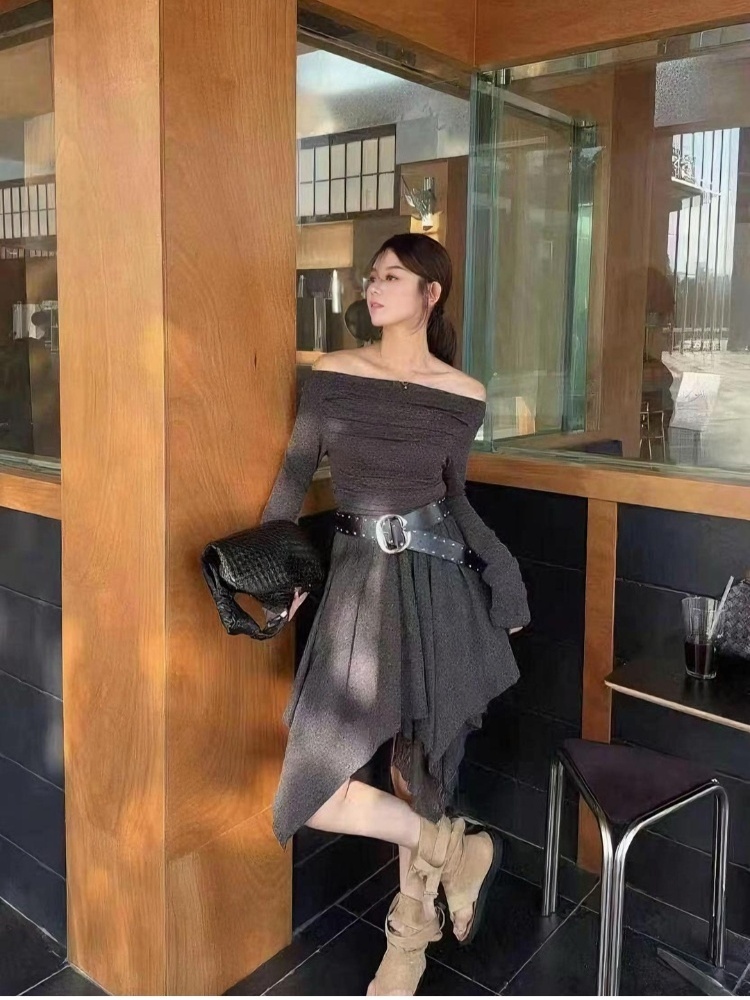Splice long sleeve lace slim dress for women