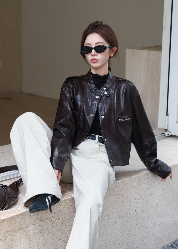 Cstand collar jacket slim coat for women