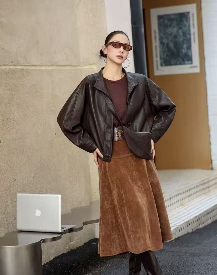 Cstand collar jacket messenger bag for women