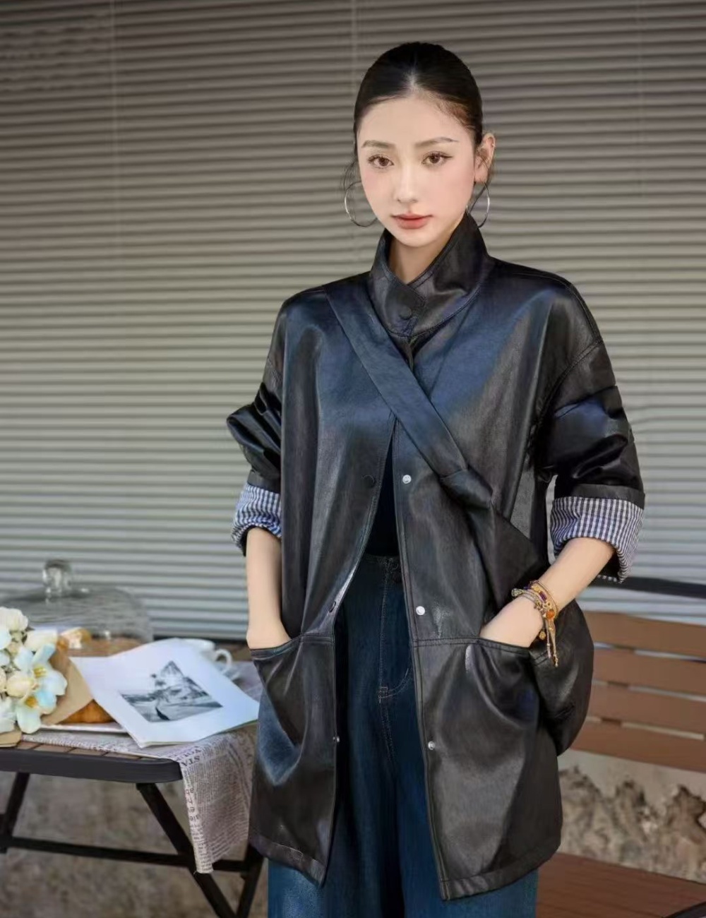 Long locomotive coat loose retro messenger bag