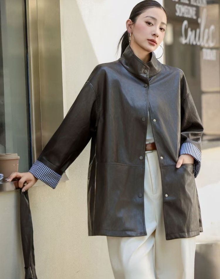 Long locomotive coat loose retro messenger bag