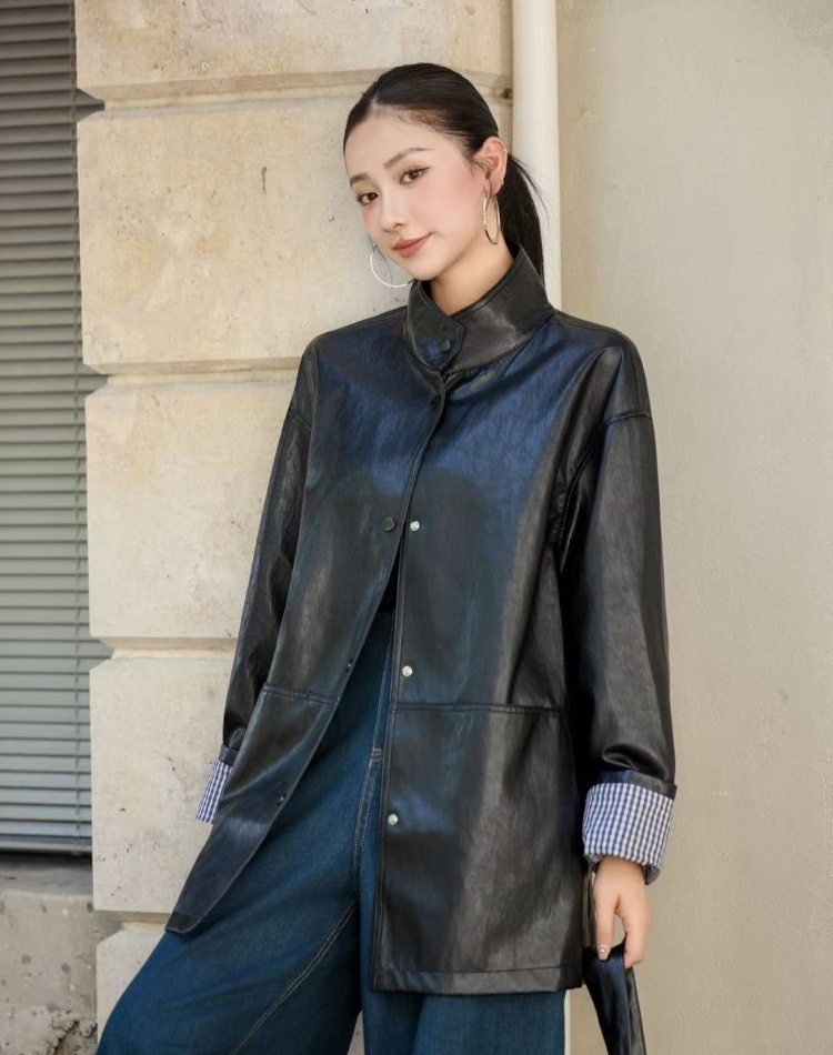 Long locomotive coat loose retro messenger bag