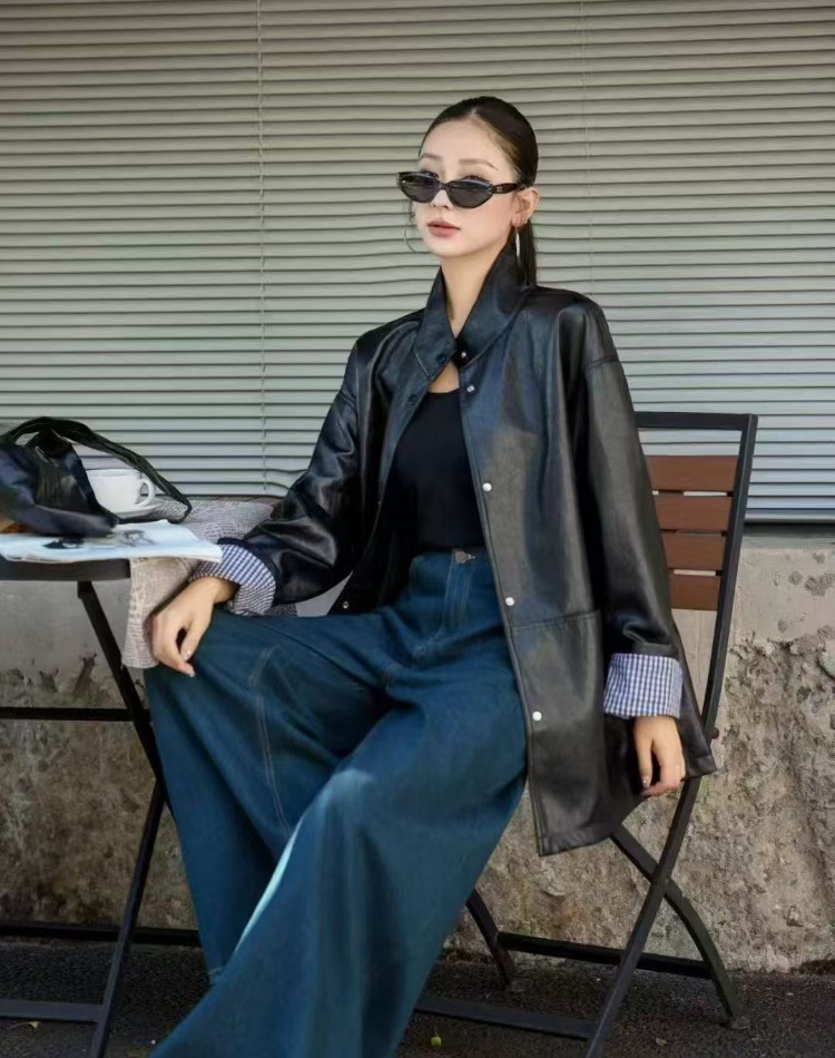 Long locomotive coat loose retro messenger bag