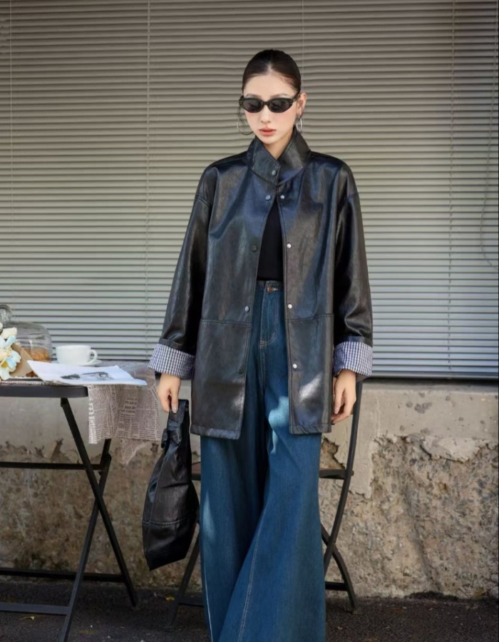 Long locomotive coat loose retro messenger bag