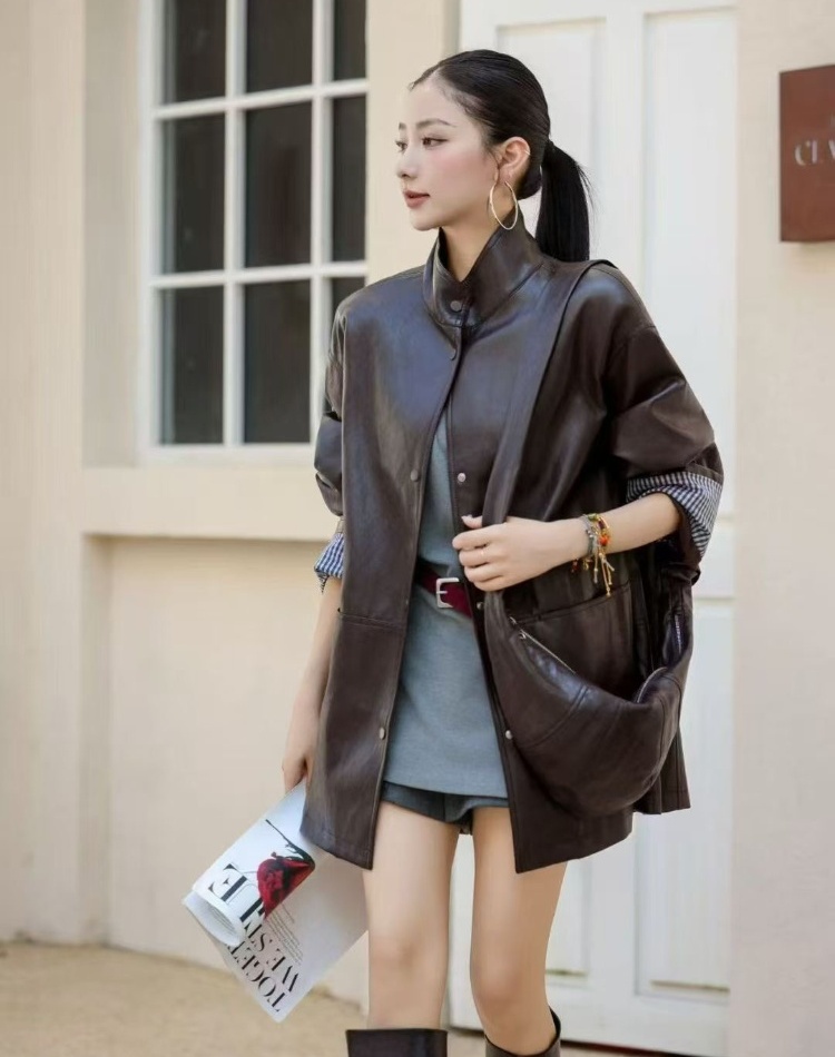 Long locomotive coat loose retro messenger bag