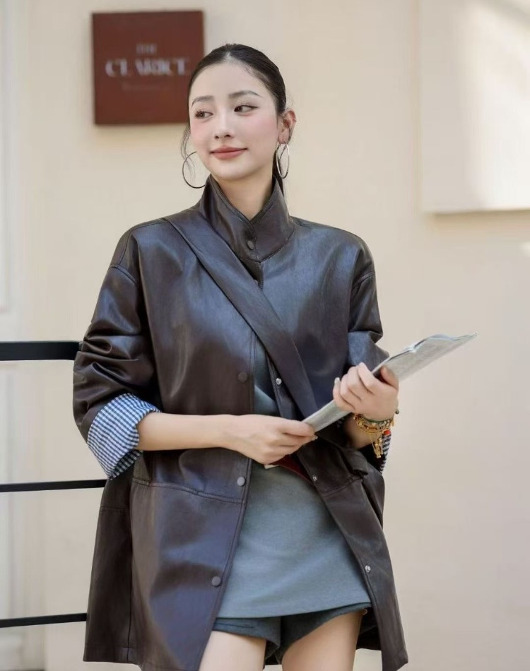 Long locomotive coat loose retro messenger bag
