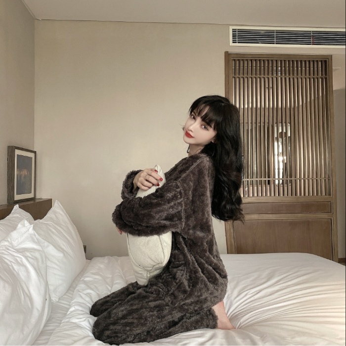 Wears outside pajamas thick cardigan a set for women