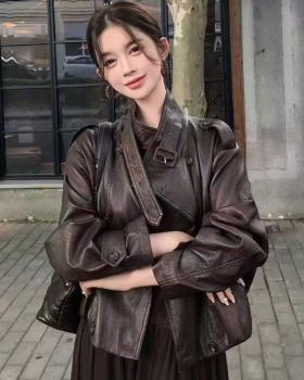 Temperament PU tops retro locomotive jacket