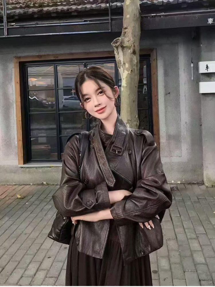 Temperament PU tops retro locomotive jacket