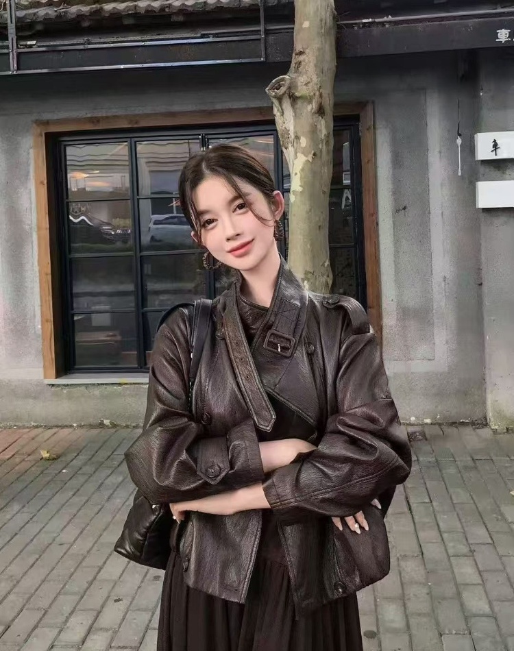 Temperament PU tops retro locomotive jacket