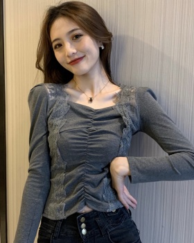 Long sleeve temperament sexy lace tops for women