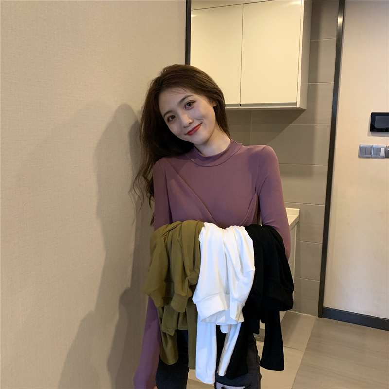 All-match half high collar bottoming shirt colors tops