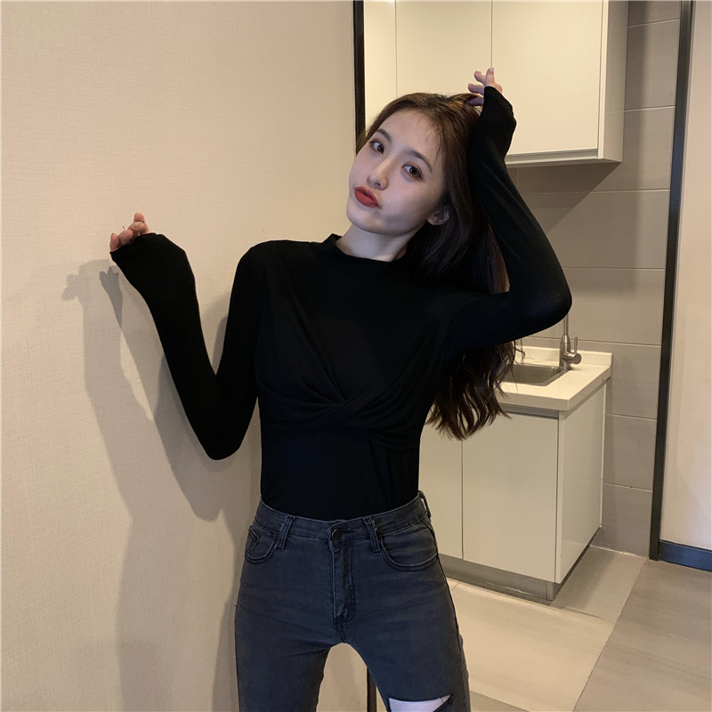 All-match half high collar bottoming shirt colors tops