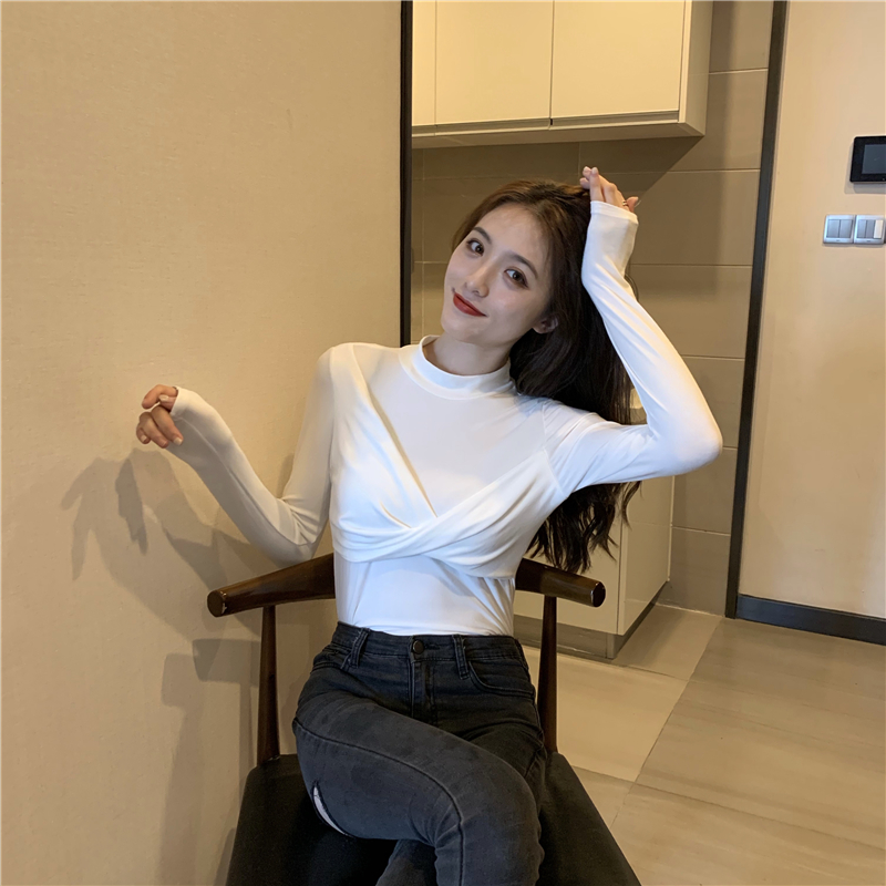 All-match half high collar bottoming shirt colors tops