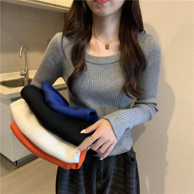 Pure knitted long sleeve bottoming slim all-match tops