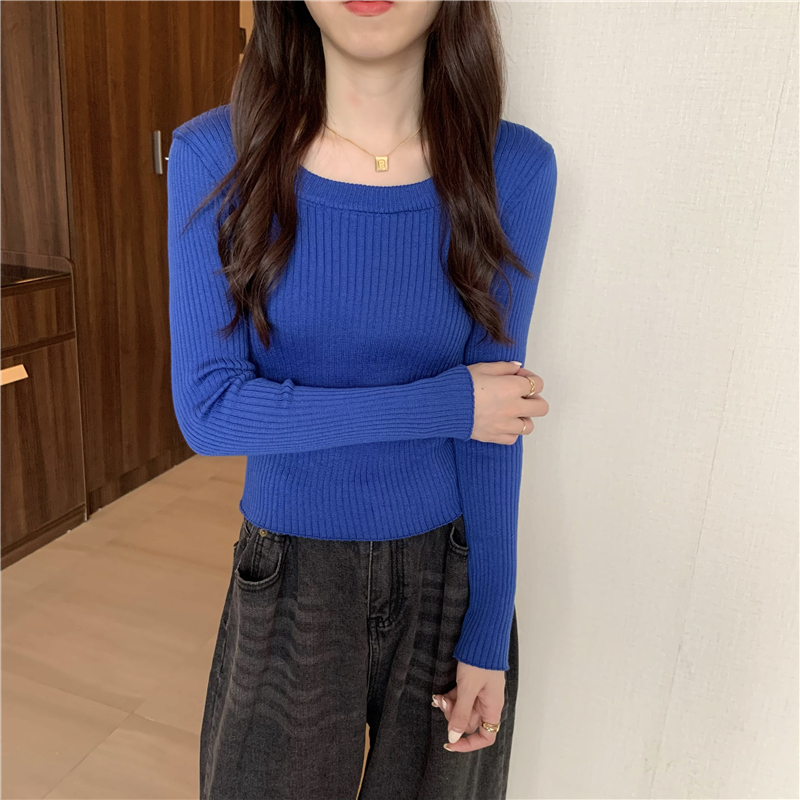 Pure knitted long sleeve bottoming slim all-match tops