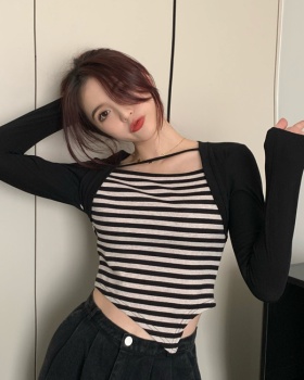 Autumn and winter niche tops splice T-shirt for women