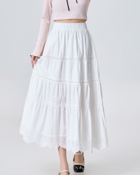 Splice lace long skirt autumn cake skirt for women