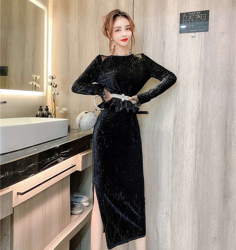 Fashion tight long dress liangsi pinched waist formal dress