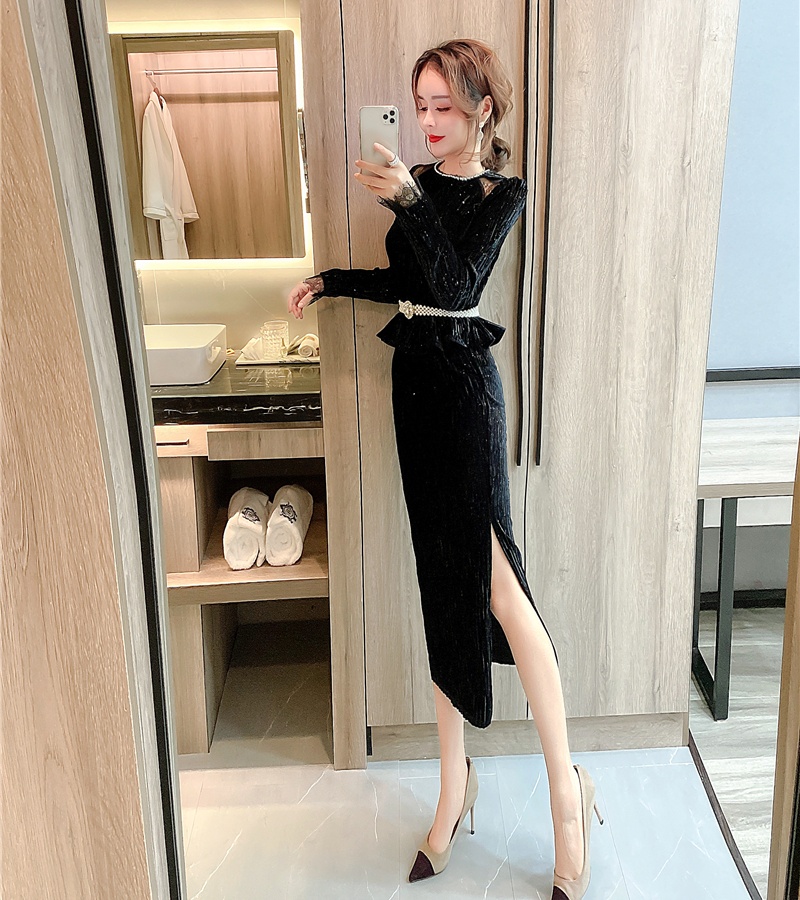Fashion tight long dress liangsi pinched waist formal dress