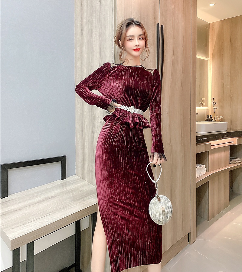 Fashion tight long dress liangsi pinched waist formal dress