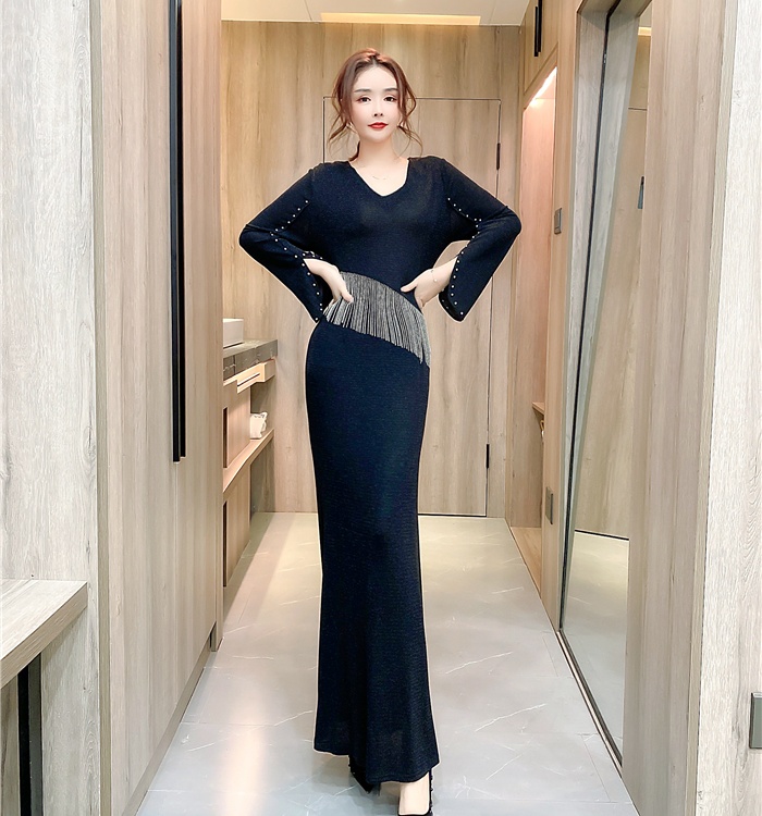 Liangsi autumn and winter long dress package hip dress