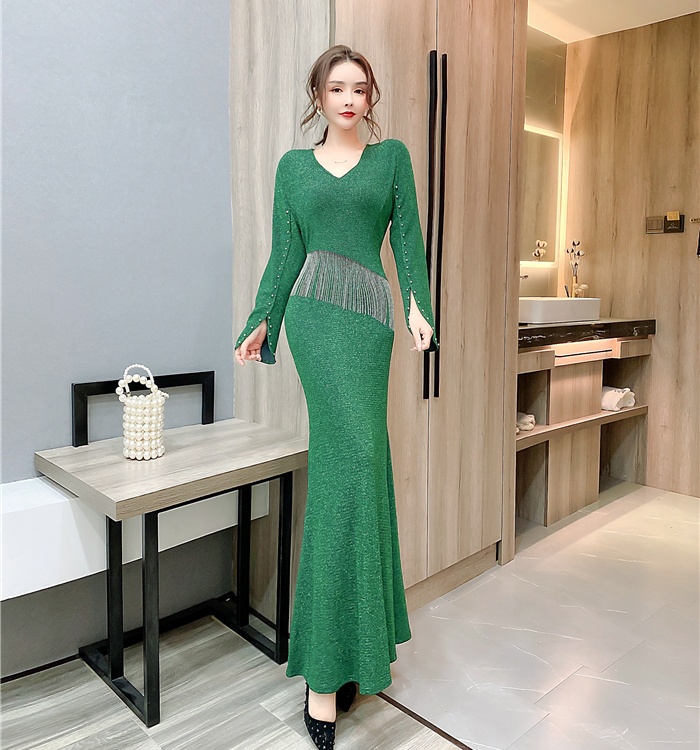 Liangsi autumn and winter long dress package hip dress