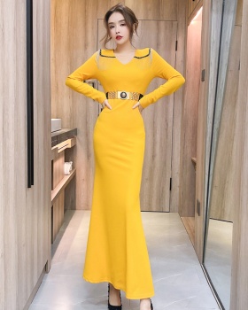 Autumn and winter tassels dress Western style long dress