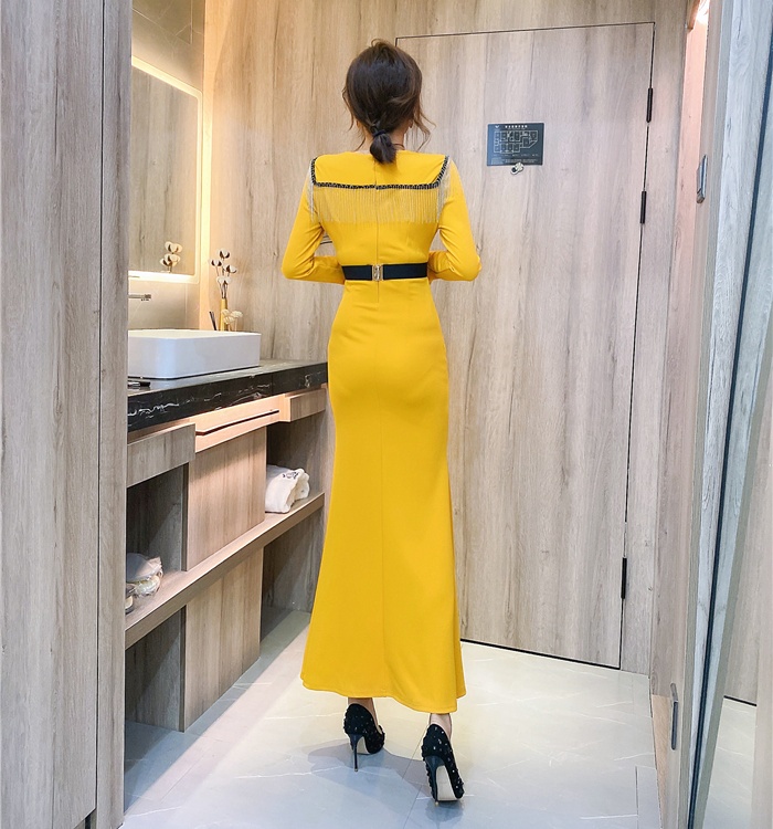 Autumn and winter tassels dress Western style long dress
