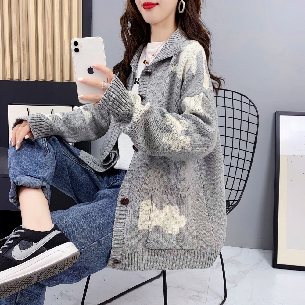 Loose wears outside tops knitted cardigan for women