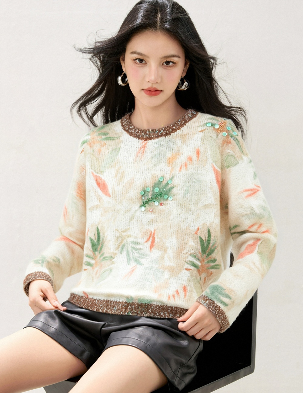 Printing mixed colors lazy small shirt for women