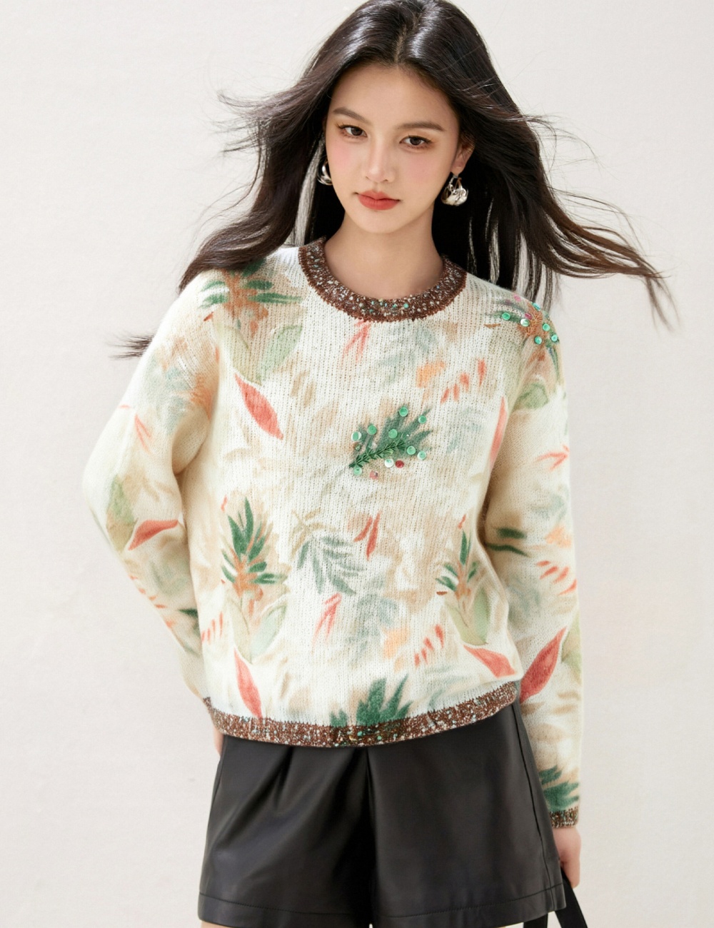 Printing mixed colors lazy small shirt for women