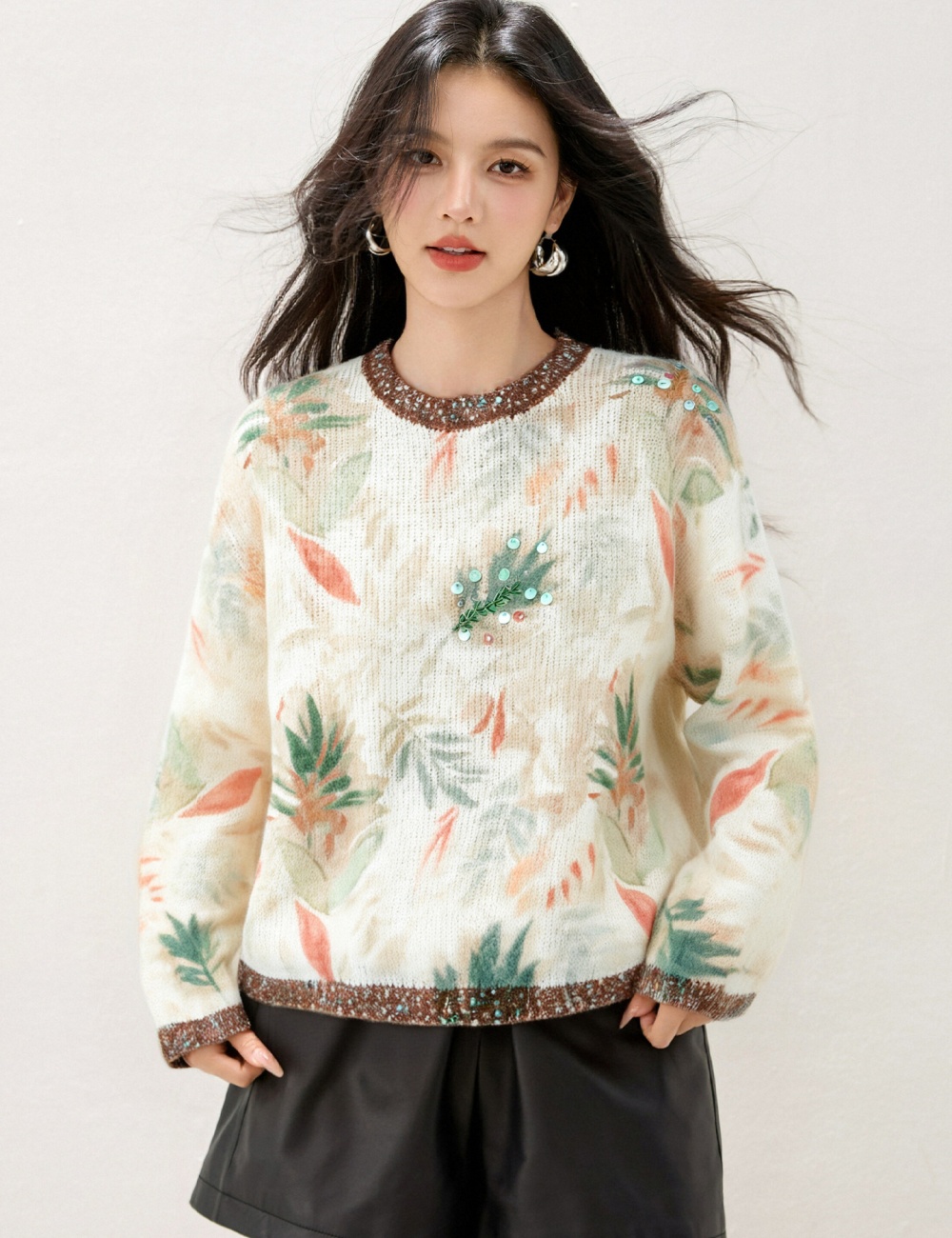 Printing mixed colors lazy small shirt for women