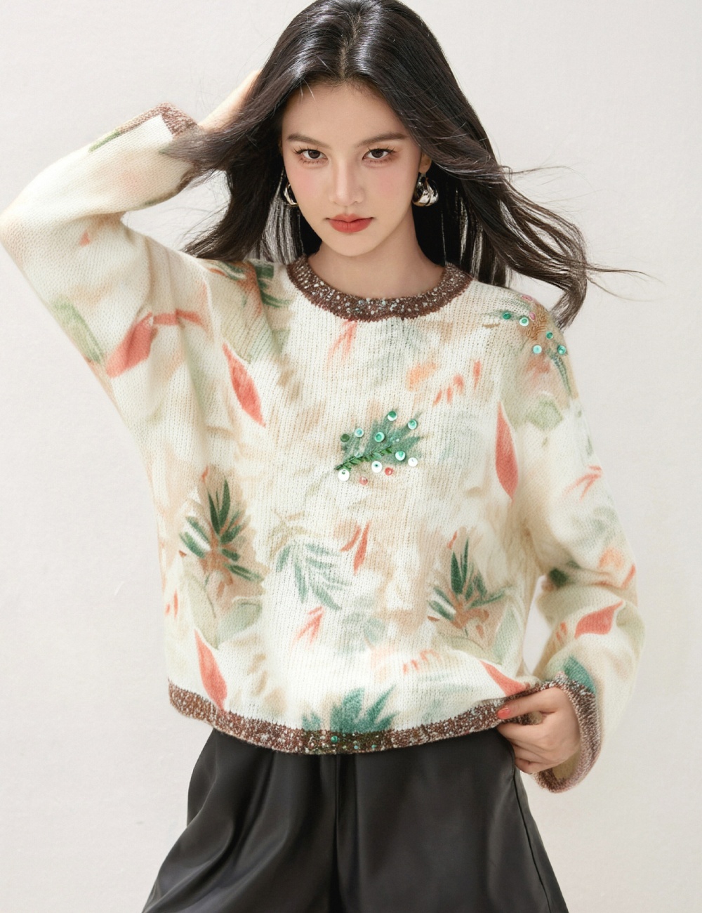 Printing mixed colors lazy small shirt for women