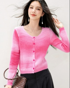 Lazy short autumn and winter coat gradient tender cardigan
