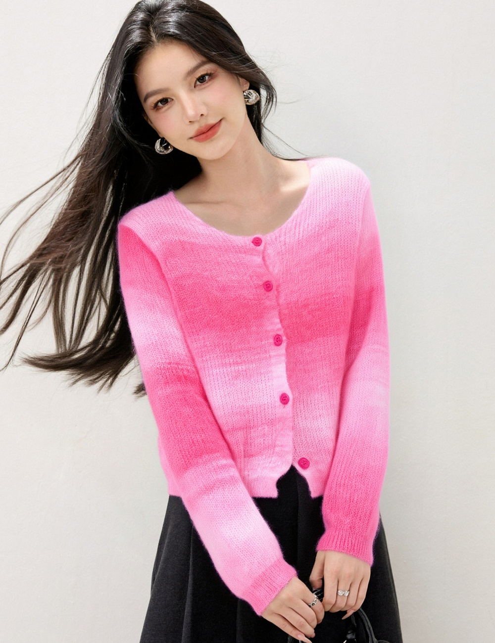 Lazy short autumn and winter coat gradient tender cardigan