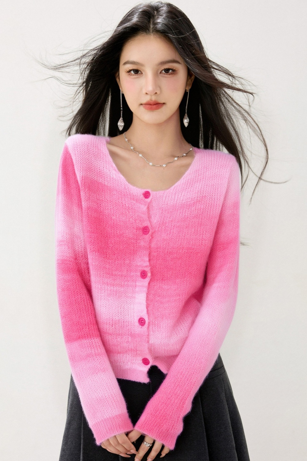 Lazy short autumn and winter coat gradient tender cardigan