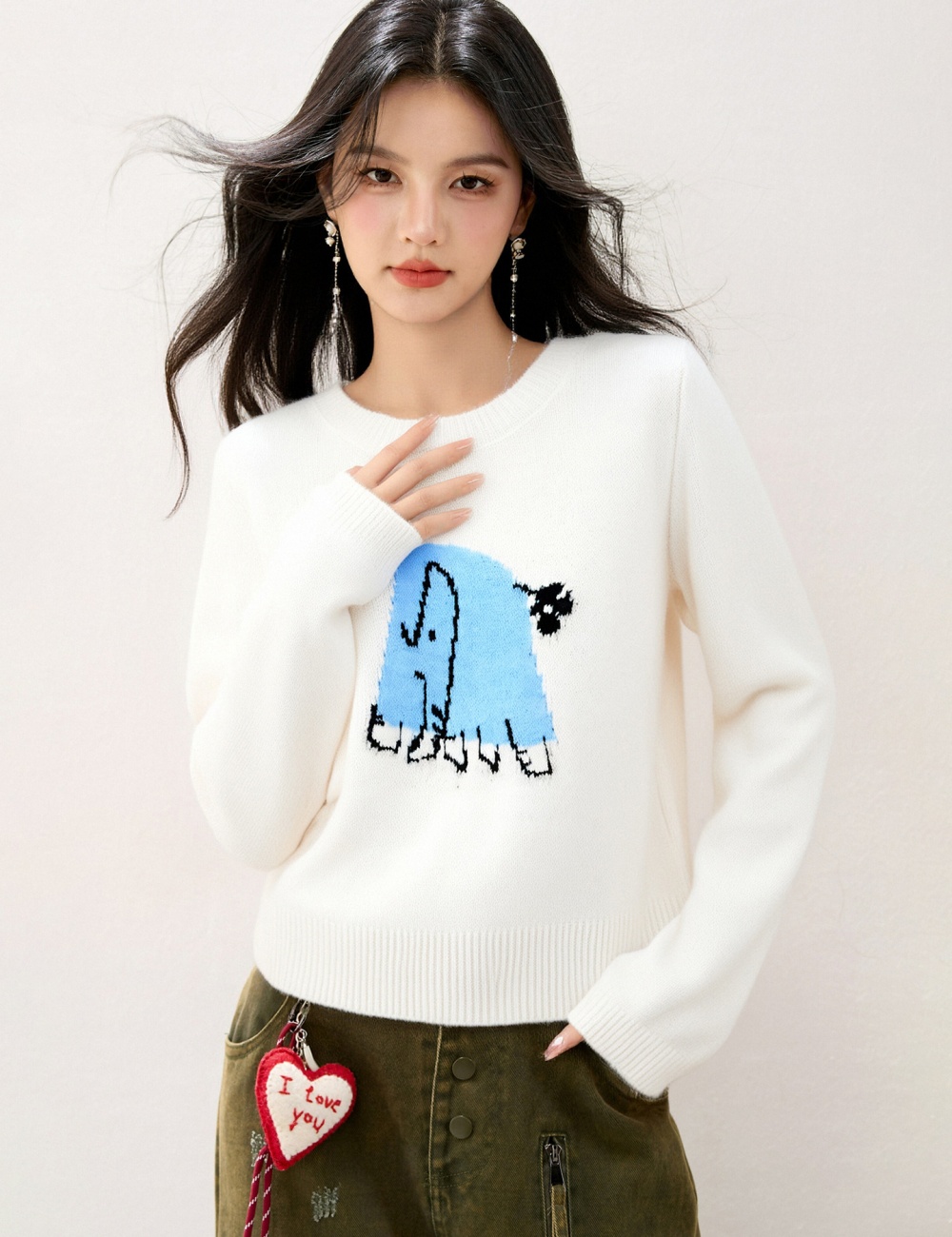 Show young loose cartoon all-match slim sweater