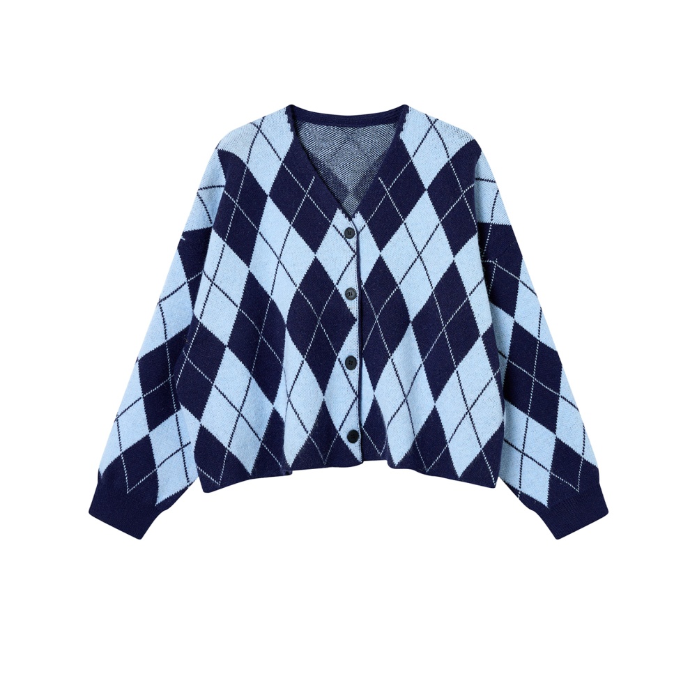 Knitted autumn and winter tops retro quilted sweater