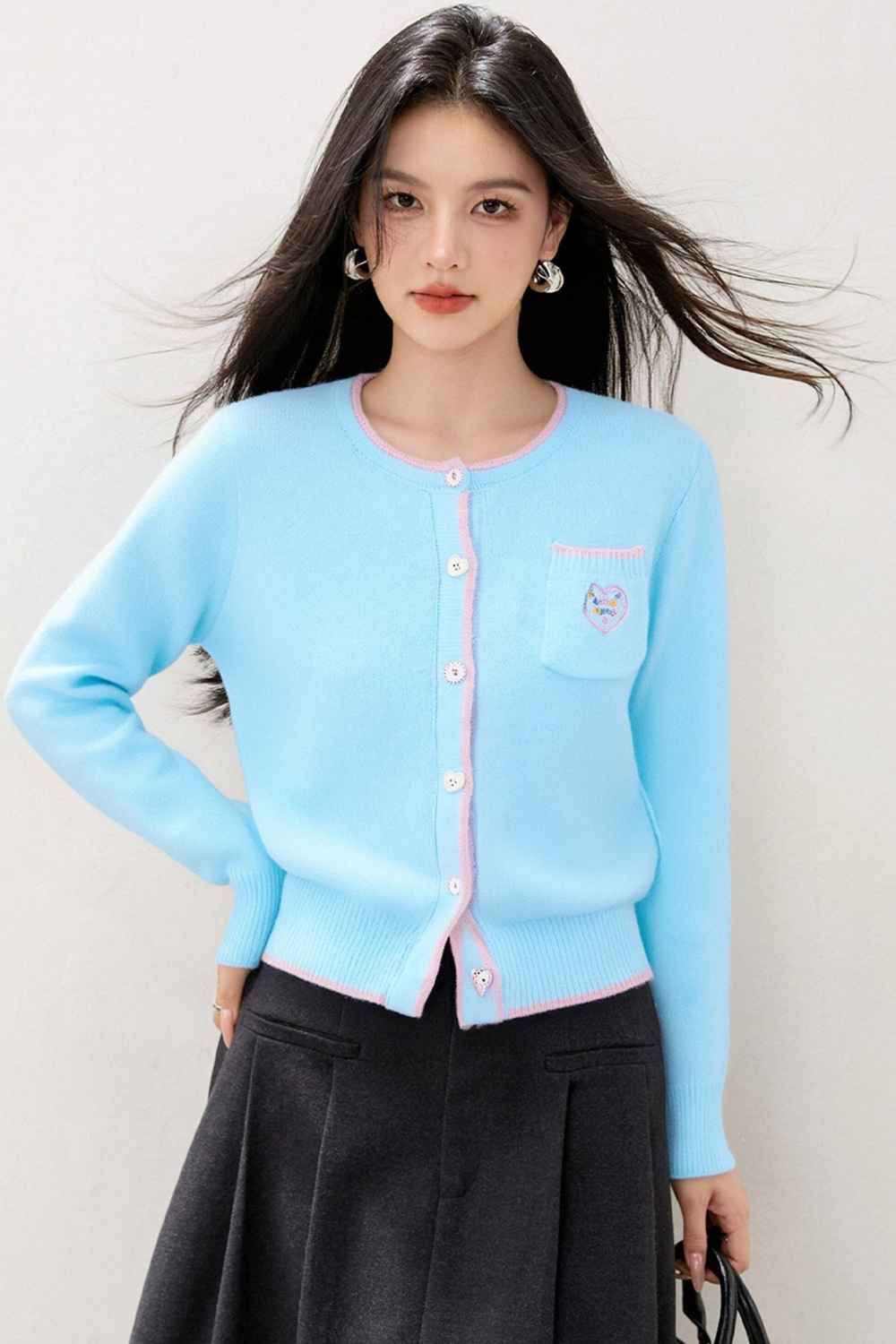 Tender autumn sweet sweater heart knitted cardigan